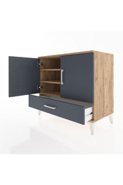 Hyperion Şifonyer 3 Raflı Tek Çekmeceli 2 Kapaklı 88x44x80 Çam-Antrasit