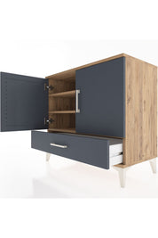 Hyperion Şifonyer 3 Raflı Tek Çekmeceli 2 Kapaklı 88x44x80 Çam-Antrasit