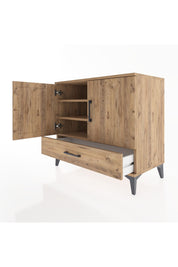 Hyperion Şifonyer 3 Raflı Tek Çekmeceli 2 Kapaklı 88x44x80 Çam-Çam