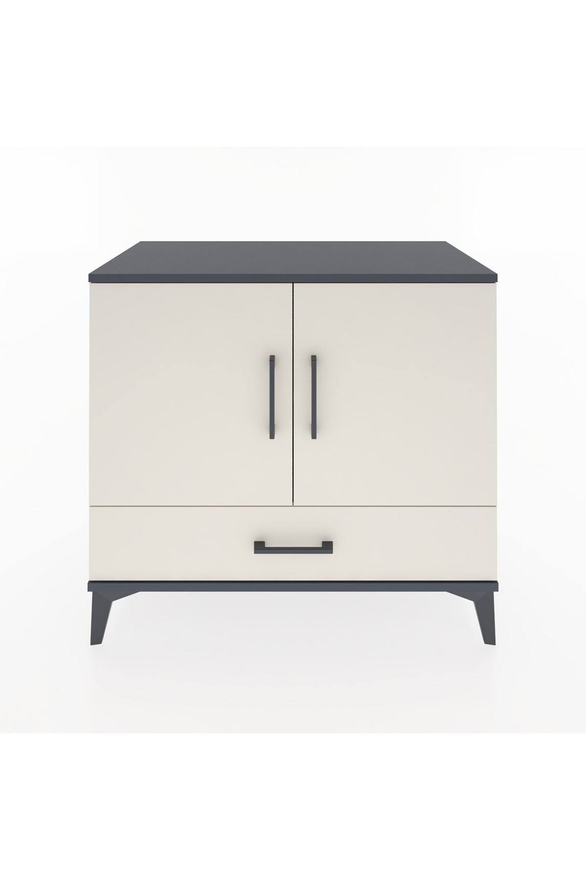 Hyperion Şifonyer 2 Raflı Tek Çekmeceli 2 Kapaklı 88x44x80 Antrasit-Aytaşı