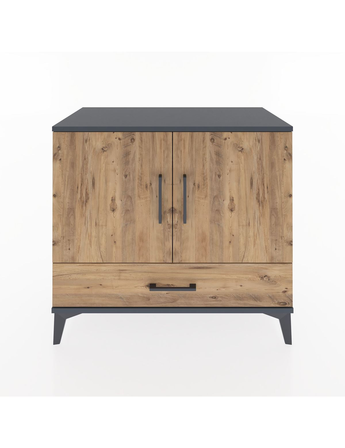 Hyperion Şifonyer 2 Raflı Tek Çekmeceli 2 Kapaklı 88x44x80 Antrasit-Çam