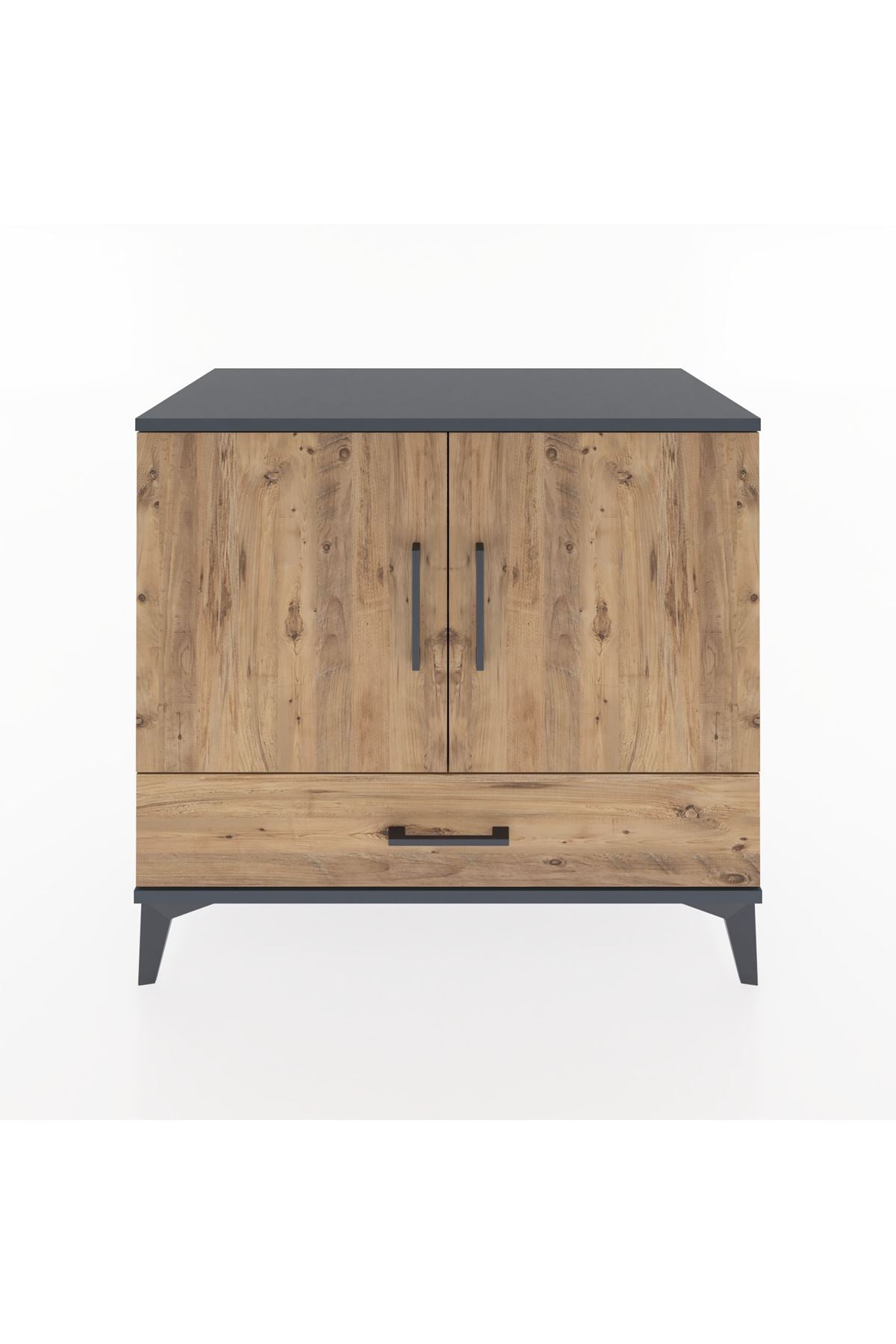 Hyperion Şifonyer 2 Raflı Tek Çekmeceli 2 Kapaklı 88x44x80 Antrasit-Çam