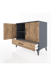 Hyperion Şifonyer 2 Raflı Tek Çekmeceli 2 Kapaklı 88x44x80 Antrasit-Çam