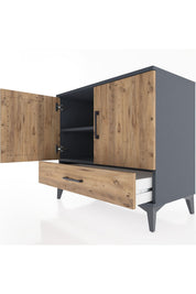 Hyperion Şifonyer 2 Raflı Tek Çekmeceli 2 Kapaklı 88x44x80 Antrasit-Çam