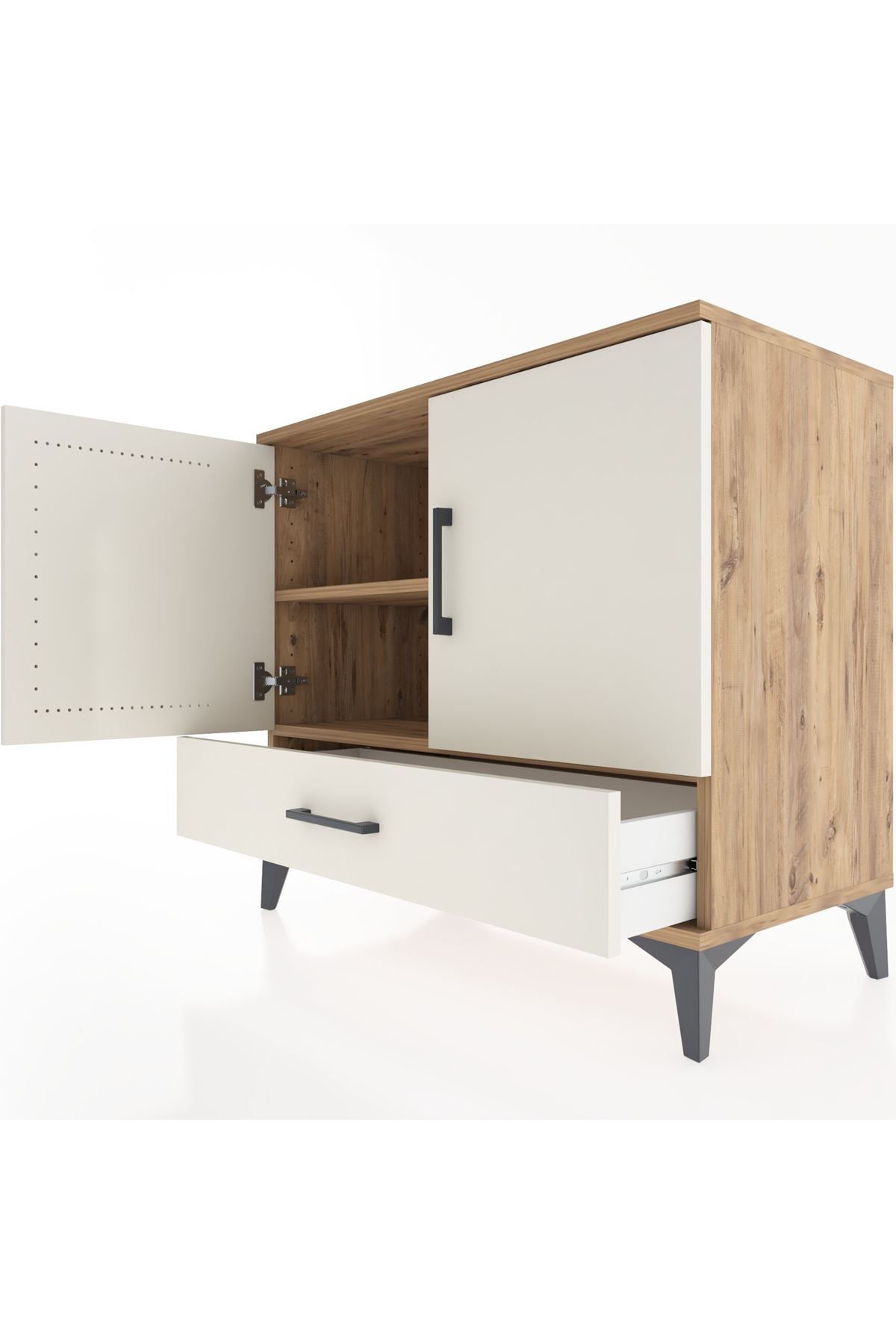 Hyperion Şifonyer 2 Raflı Tek Çekmeceli 2 Kapaklı 88x44x80 Çam-Aytaşı