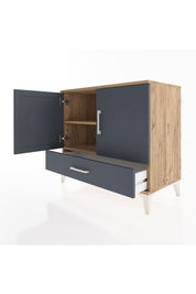 Hyperion Şifonyer 2 Raflı Tek Çekmeceli 2 Kapaklı 88x44x80 Çam-Antrasit