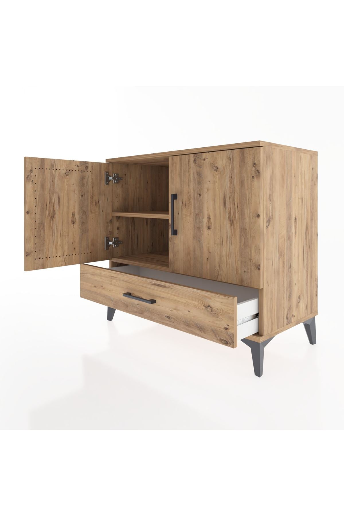 Hyperion Şifonyer 2 Raflı Tek Çekmeceli 2 Kapaklı 88x44x80 Çam-Çam