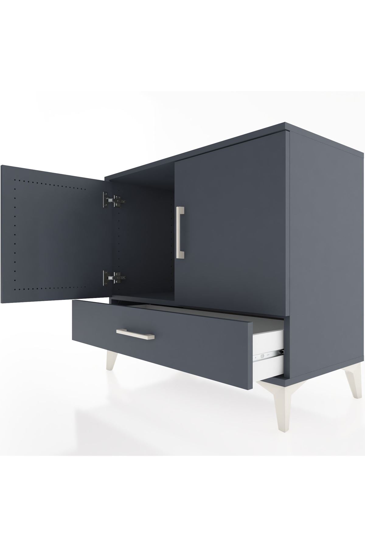 Hyperion Şifonyer Tek Raflı Tek Çekmeceli 2 Kapaklı 88x44x80 Antrasit-Antrasit