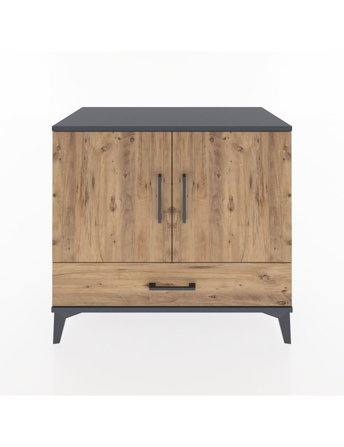 Hyperion Şifonyer Tek Raflı Tek Çekmeceli 2 Kapaklı 88x44x80 Antrasit-Çam