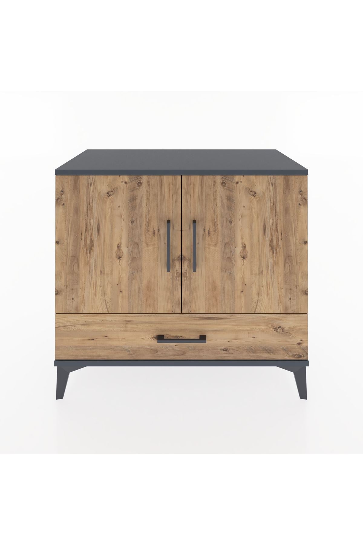 Hyperion Şifonyer Tek Raflı Tek Çekmeceli 2 Kapaklı 88x44x80 Antrasit-Çam