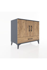 Hyperion Şifonyer Tek Raflı Tek Çekmeceli 2 Kapaklı 88x44x80 Antrasit-Çam