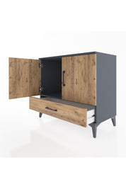 Hyperion Şifonyer Tek Raflı Tek Çekmeceli 2 Kapaklı 88x44x80 Antrasit-Çam