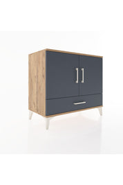 Hyperion Şifonyer Tek Raflı Tek Çekmeceli 2 Kapaklı 88x44x80 Çam-Antrasit