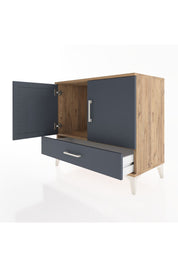 Hyperion Şifonyer Tek Raflı Tek Çekmeceli 2 Kapaklı 88x44x80 Çam-Antrasit