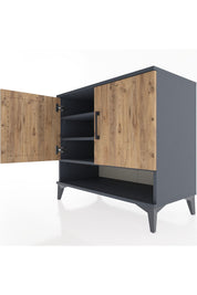 Hyperion Şifonyer 3 Raflı 2 Kapaklı 88x44x80 Antrasit-Çam