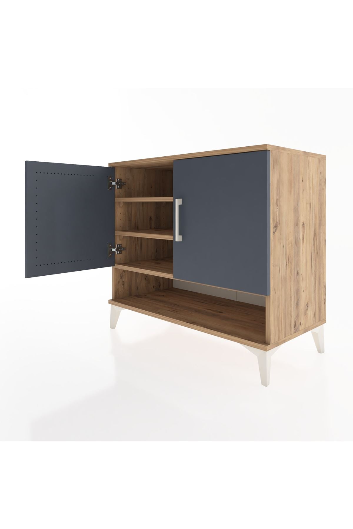 Hyperion Şifonyer 3 Raflı 2 Kapaklı 88x44x80 Çam-Antrasit