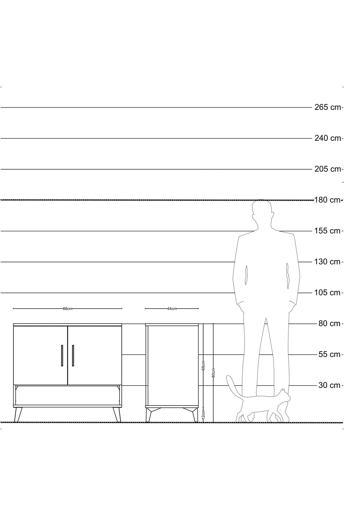 Hyperion Şifonyer 2 Raflı 2 Kapaklı 88x44x80 Antrasit-Antrasit