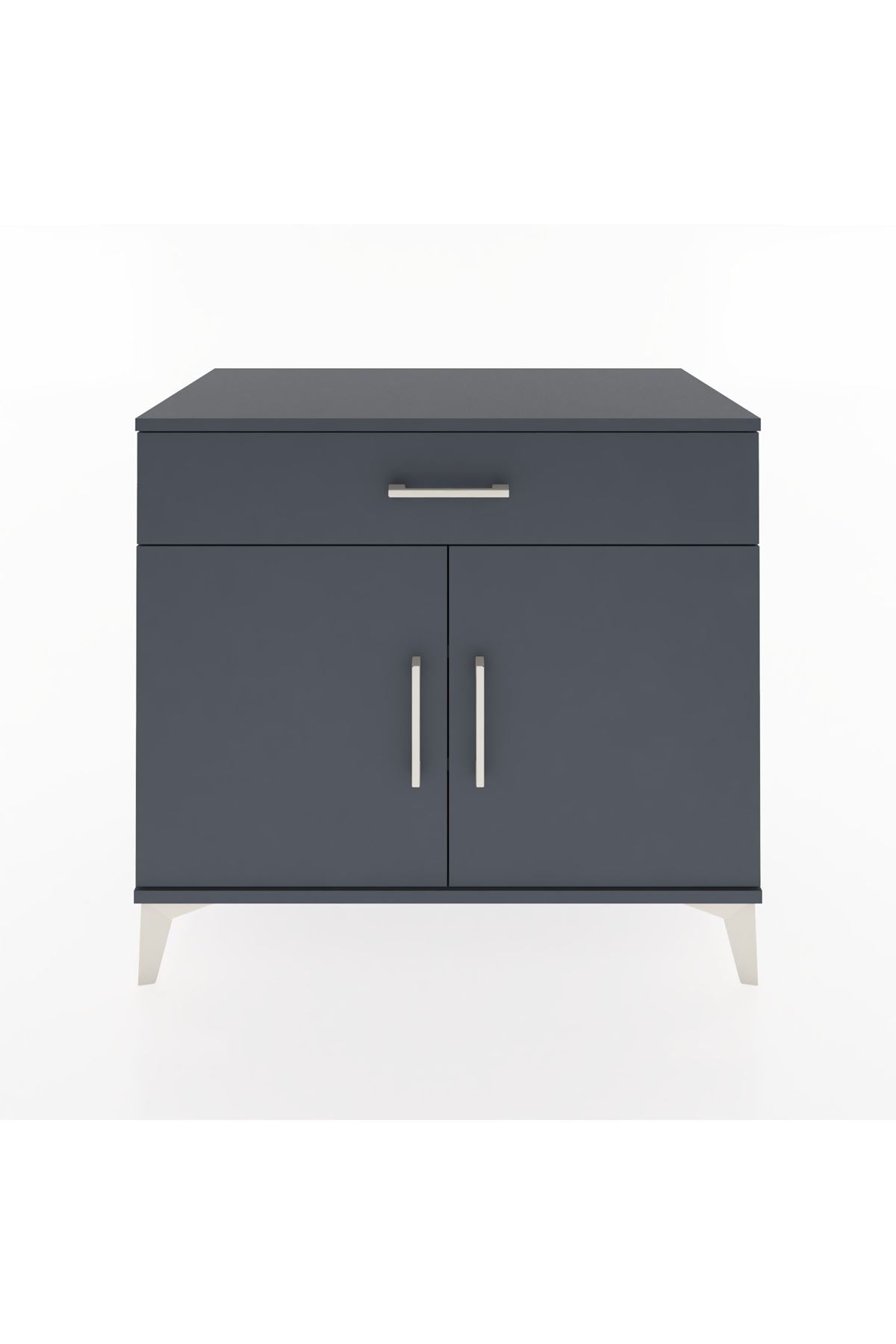 Hyperion Şifonyer 2 Raflı Tek Çekmeceli 2 Kapaklı 88x44x80 Antrasit-Antrasit