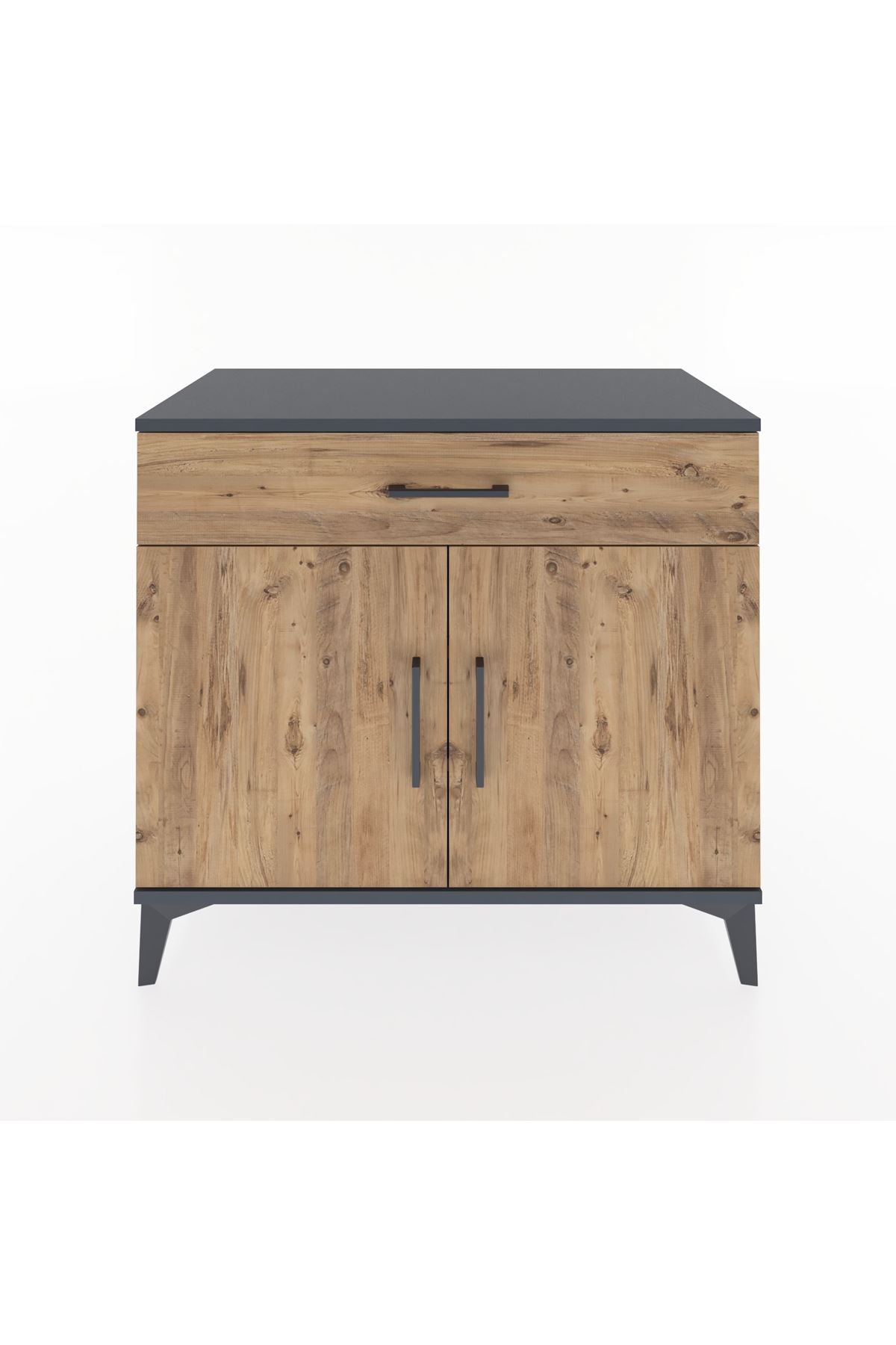 Hyperion Şifonyer 2 Raflı Tek Çekmeceli 2 Kapaklı 88x44x80 Antrasit-Çam