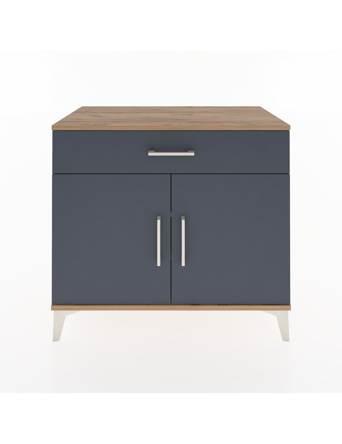 Hyperion Şifonyer 2 Raflı Tek Çekmeceli 2 Kapaklı 88x44x80 Çam-Antrasit