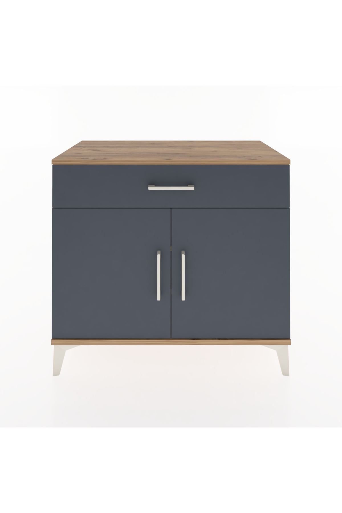 Hyperion Şifonyer 2 Raflı Tek Çekmeceli 2 Kapaklı 88x44x80 Çam-Antrasit