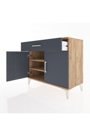 Hyperion Şifonyer 2 Raflı Tek Çekmeceli 2 Kapaklı 88x44x80 Çam-Antrasit