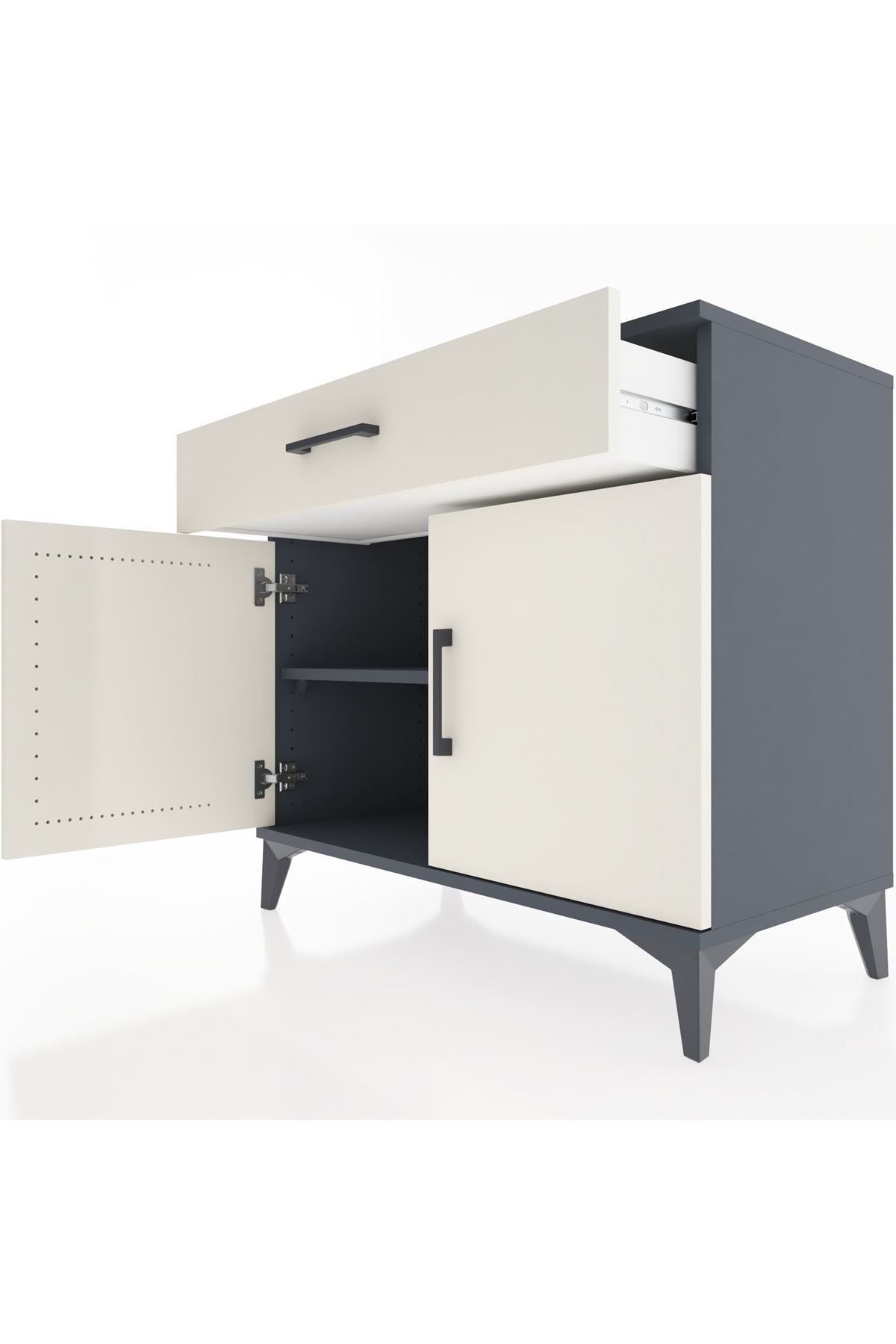 Hyperion Şifonyer Tek Raflı Tek Çekmeceli 2 Kapaklı 88x44x80 Antrasit-Aytaşı