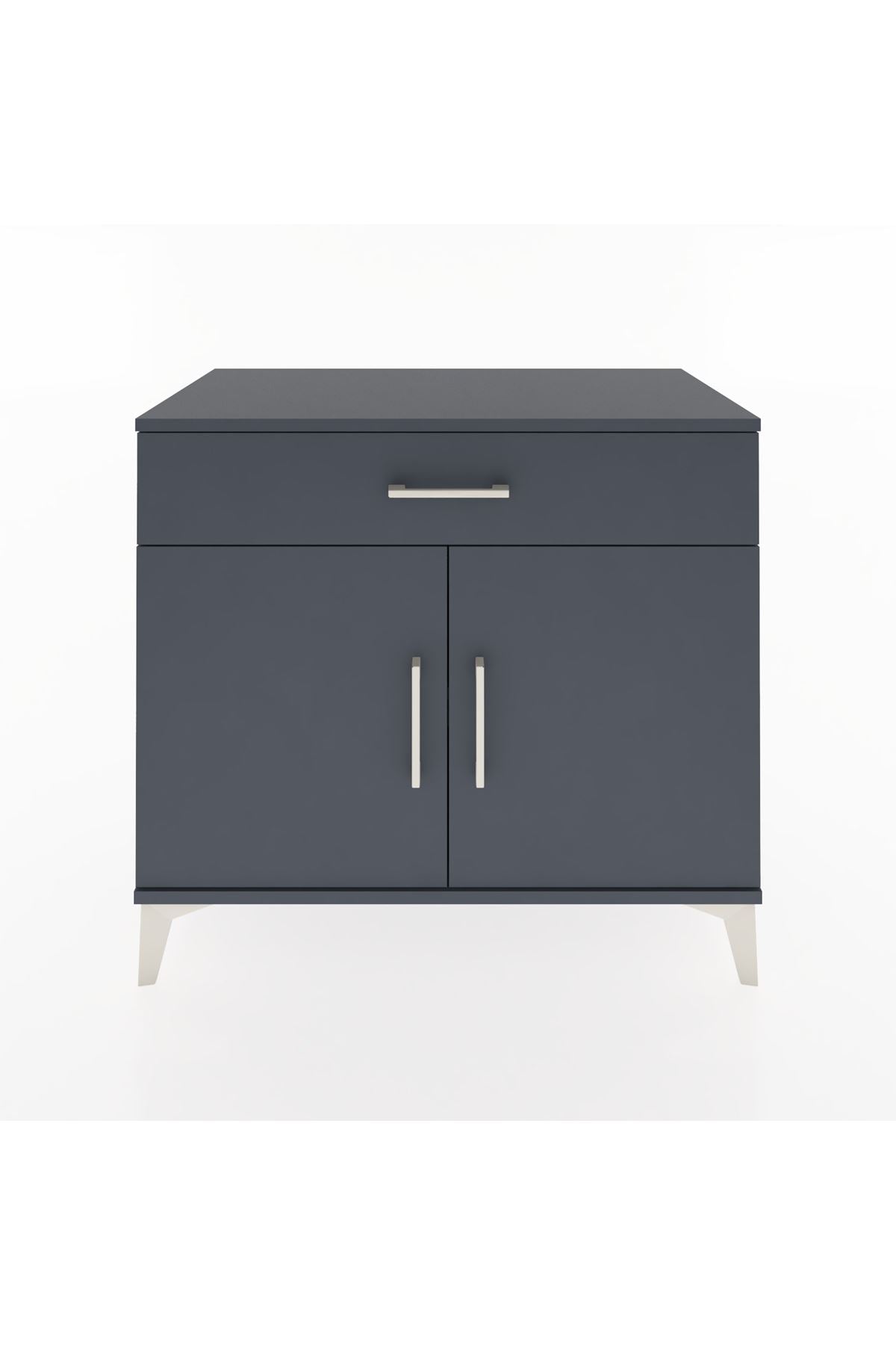 Hyperion Şifonyer Tek Raflı Tek Çekmeceli 2 Kapaklı 88x44x80 Antrasit-Antrasit