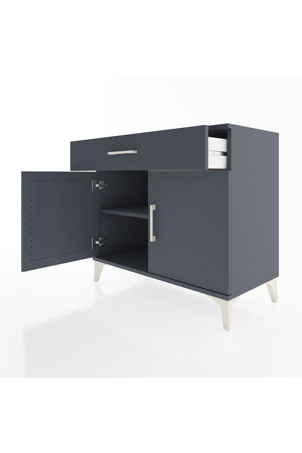 Hyperion Şifonyer Tek Raflı Tek Çekmeceli 2 Kapaklı 88x44x80 Antrasit-Antrasit