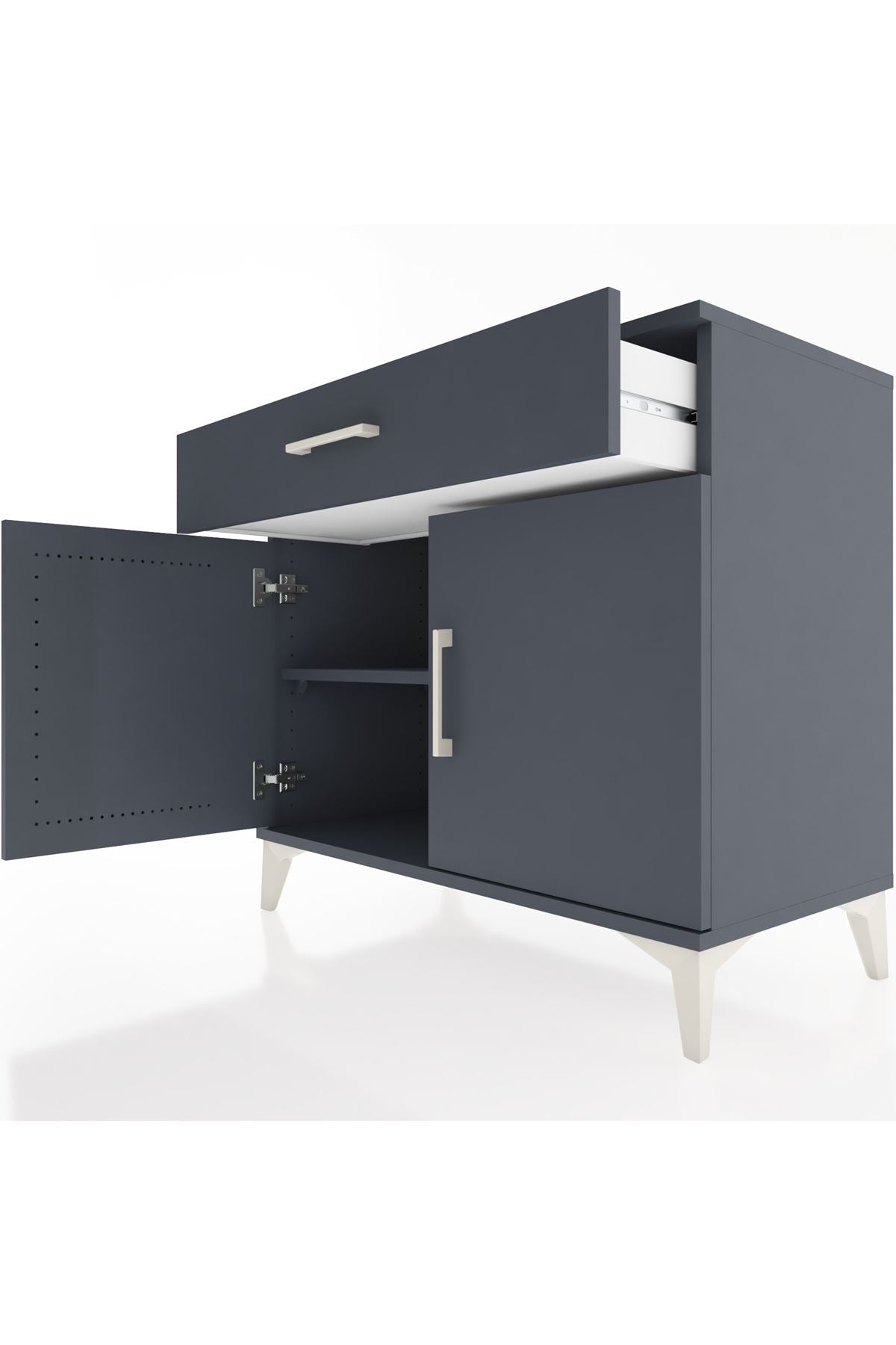 Hyperion Şifonyer Tek Raflı Tek Çekmeceli 2 Kapaklı 88x44x80 Antrasit-Antrasit