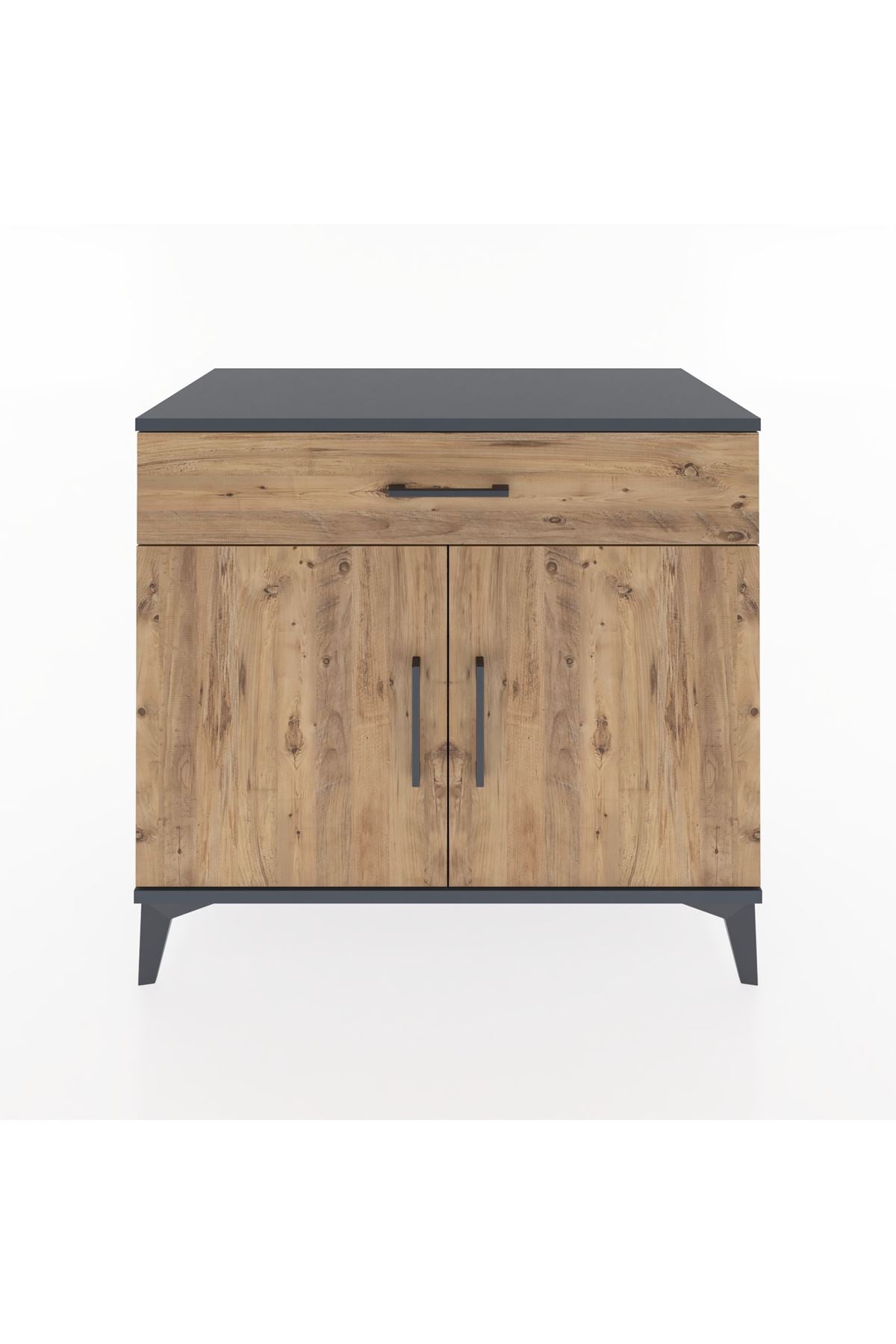 Hyperion Şifonyer Tek Raflı Tek Çekmeceli 2 Kapaklı 88x44x80 Antrasit-Çam