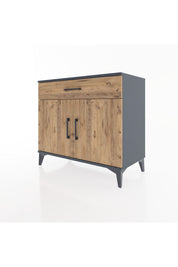 Hyperion Şifonyer Tek Raflı Tek Çekmeceli 2 Kapaklı 88x44x80 Antrasit-Çam