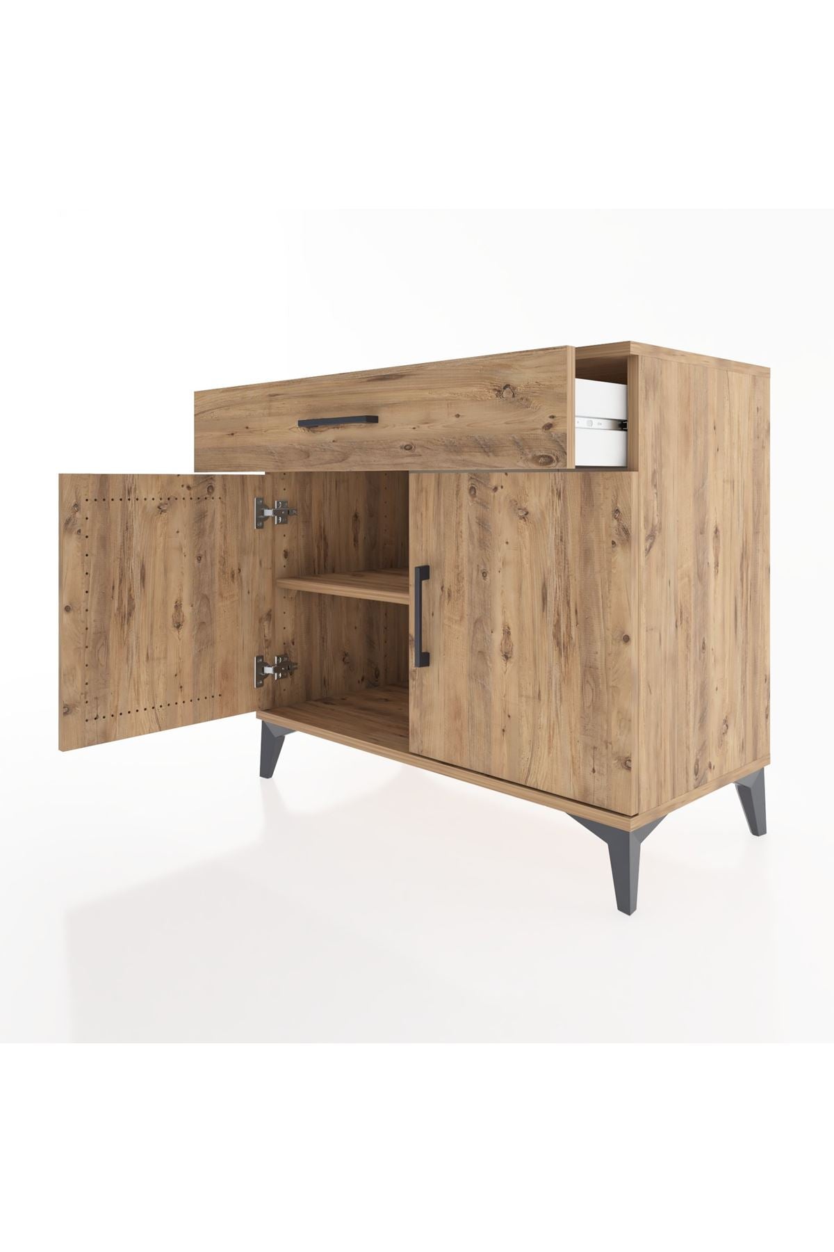 Hyperion Şifonyer Tek Raflı Tek Çekmeceli 2 Kapaklı 88x44x80 Çam-Çam