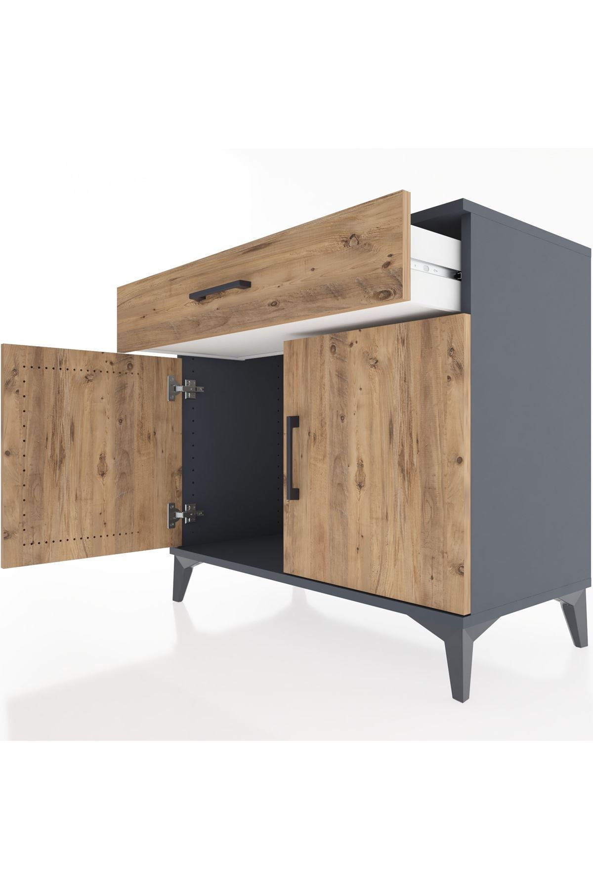 Hyperion Şifonyer Tek Çekmeceli 2 Kapaklı 88x44x80 Antrasit-Çam