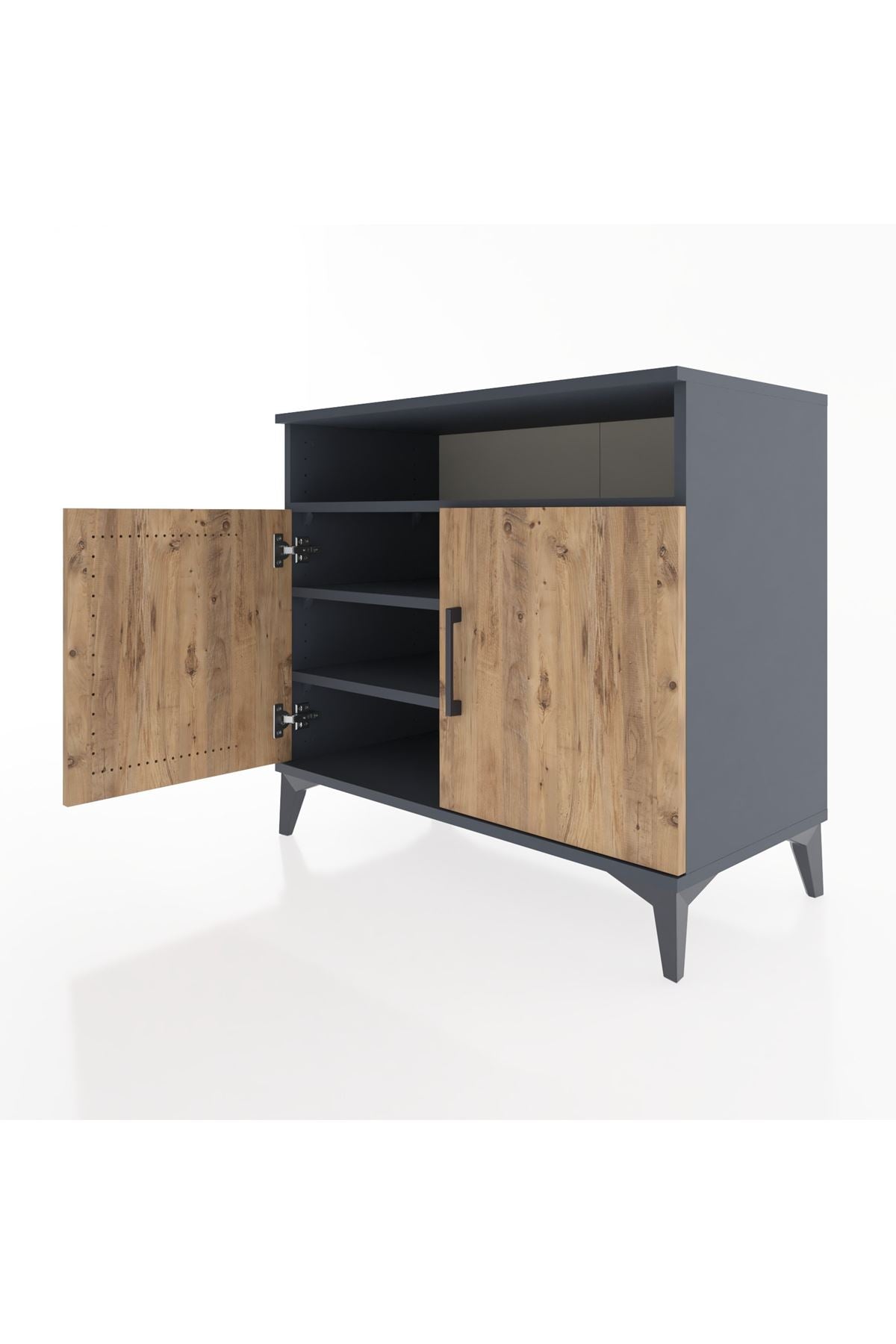 Hyperion Şifonyer 3 Raflı 2 Kapaklı 88x44x80 Antrasit-Çam