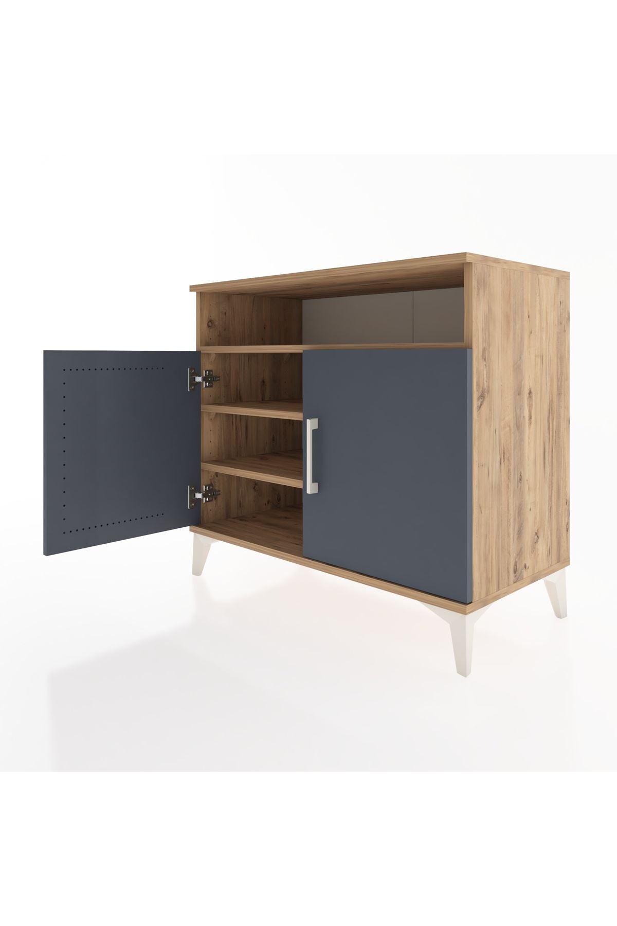 Hyperion Şifonyer 3 Raflı 2 Kapaklı 88x44x80 Çam-Antrasit