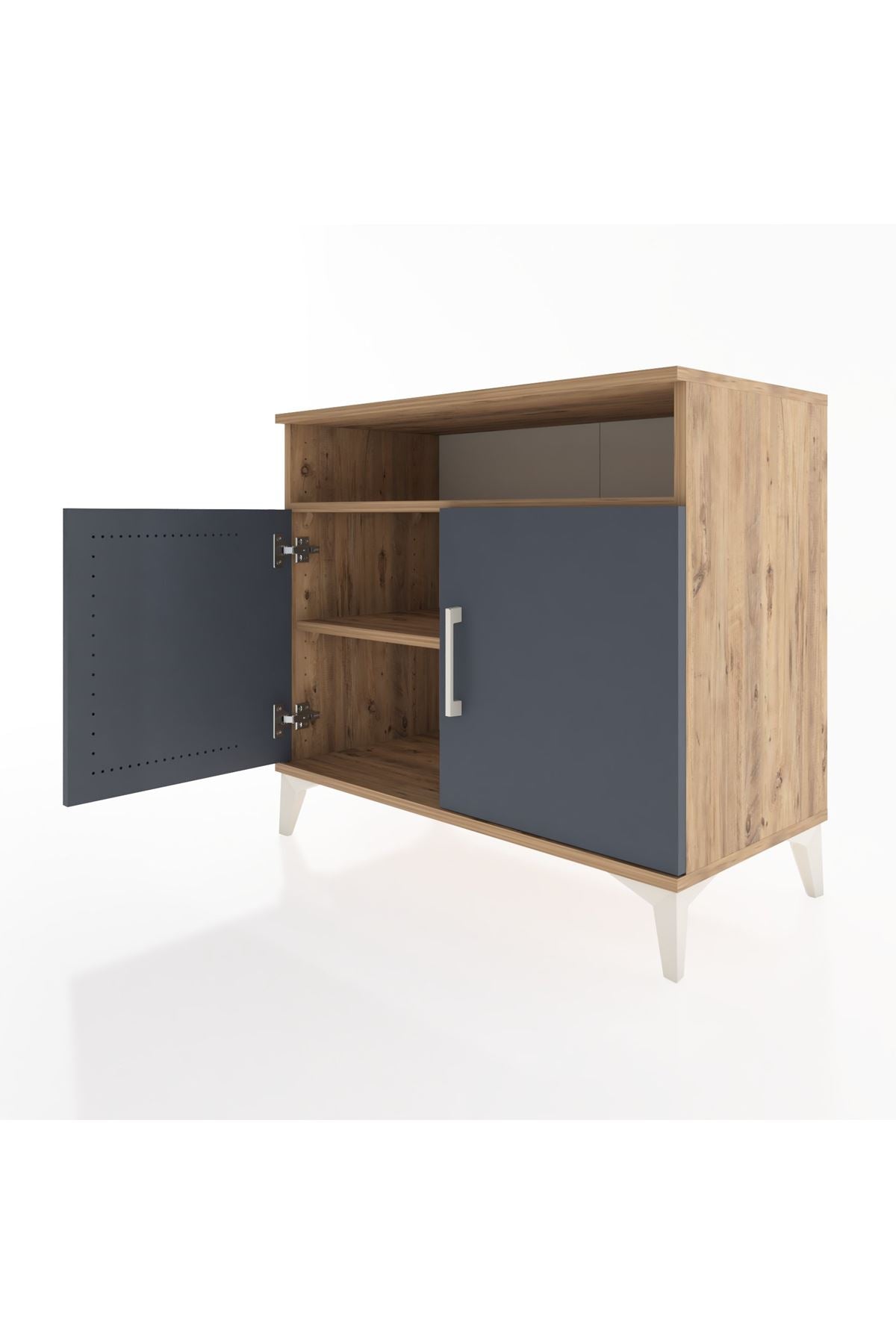 Hyperion Şifonyer 2 Raflı 2 Kapaklı 88x44x80 Çam-Antrasit