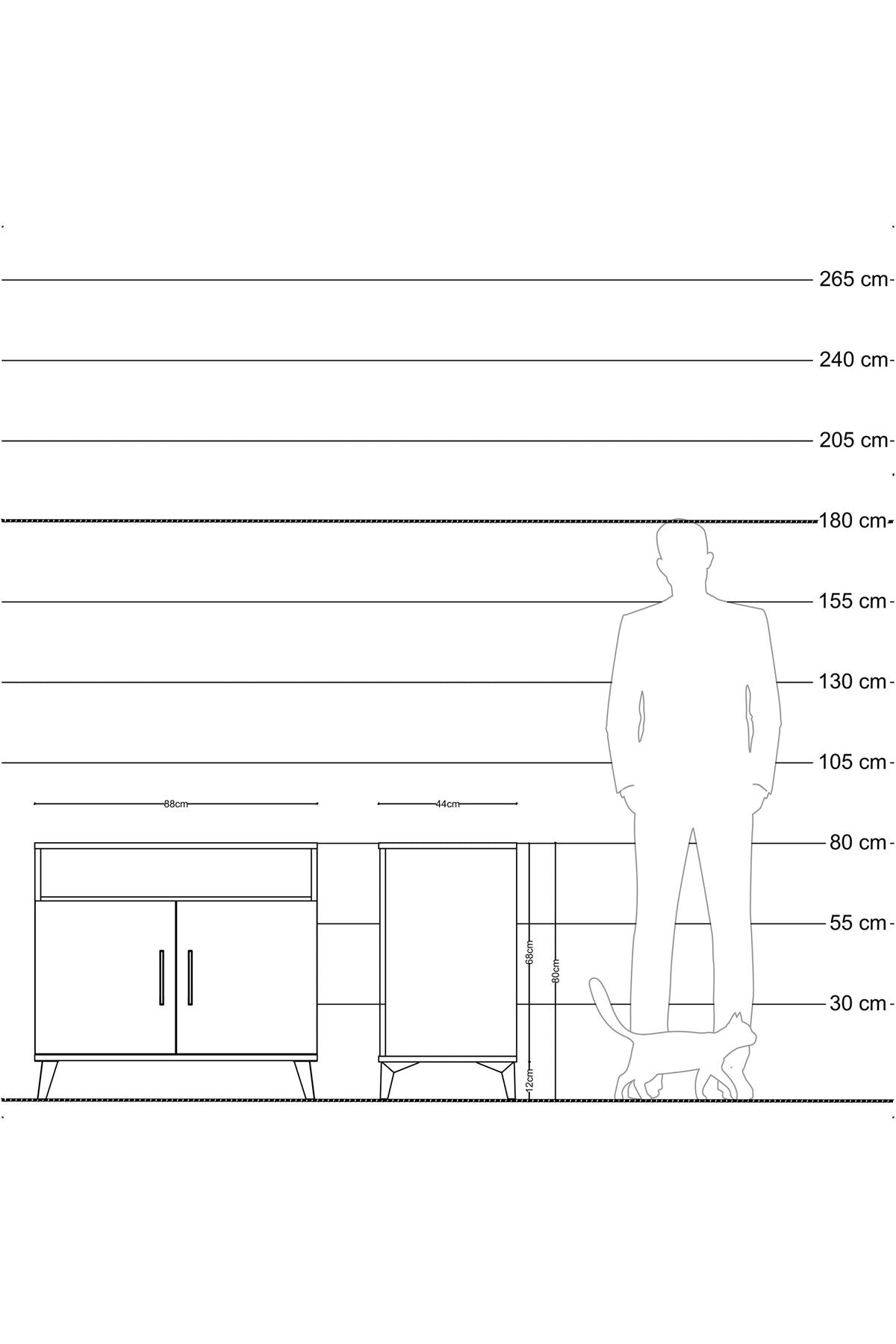 Hyperion Şifonyer Tek Raflı 2 Kapaklı 88x44x80 Antrasit-Antrasit