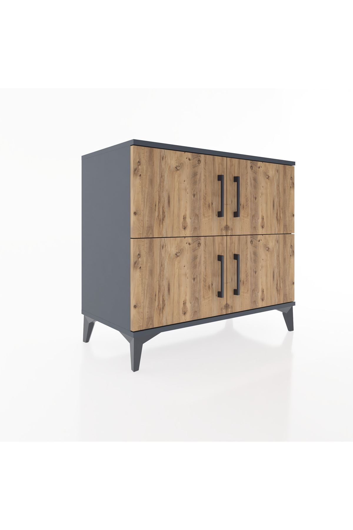 Hyperion Şifonyer 4 Raflı 4 Kapaklı 88x44x80 Antrasit-Çam