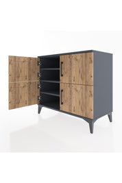 Hyperion Şifonyer 4 Raflı 4 Kapaklı 88x44x80 Antrasit-Çam