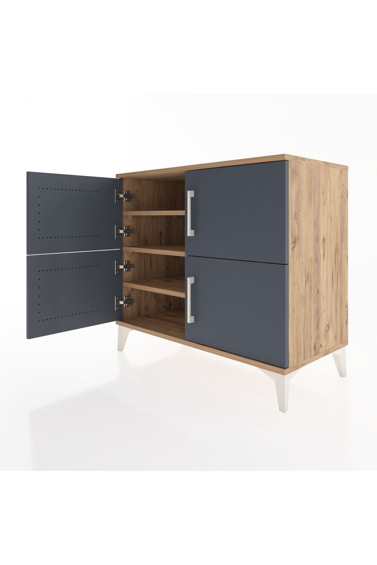 Hyperion Şifonyer 4 Raflı 4 Kapaklı 88x44x80 Çam-Antrasit