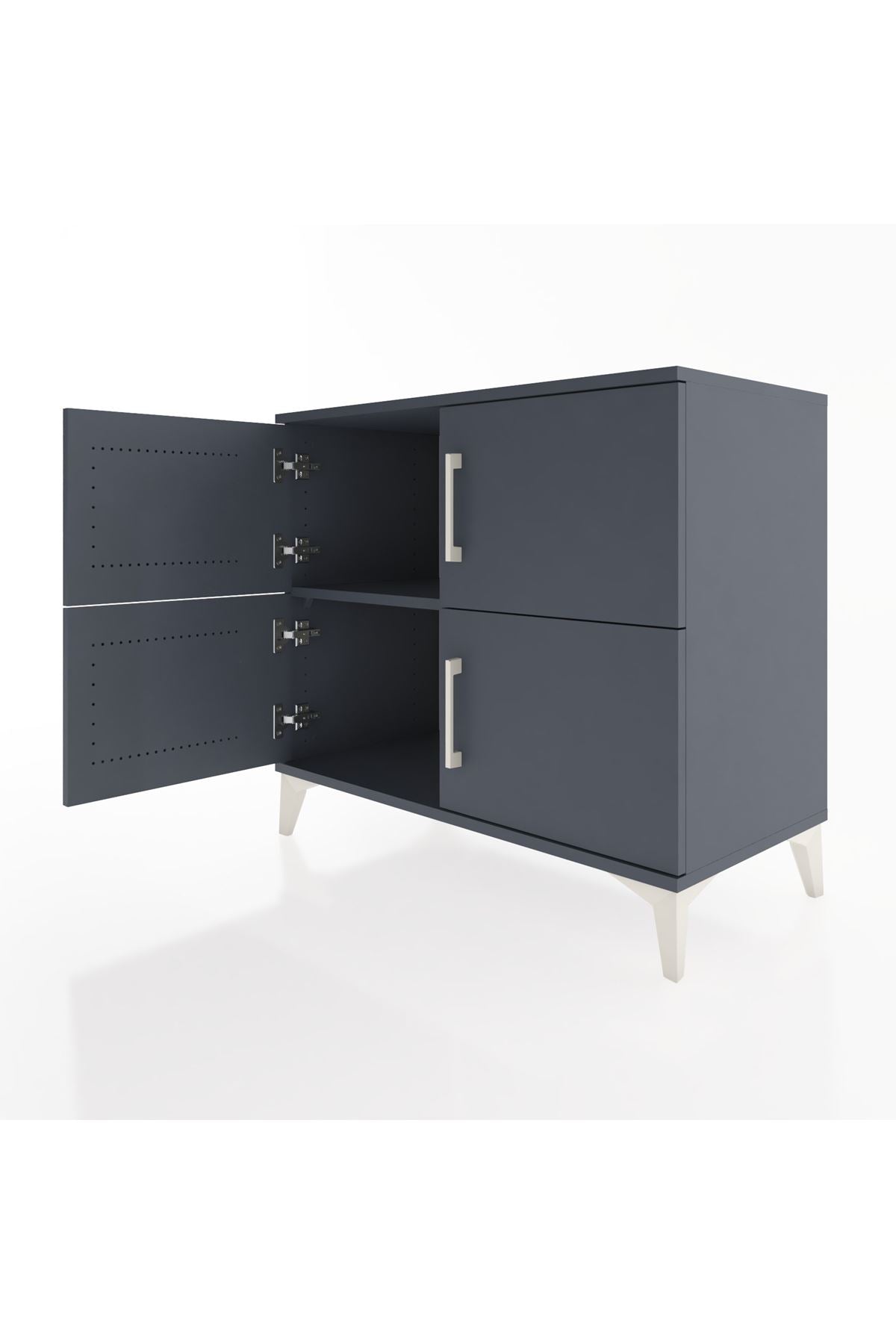 Hyperion Şifonyer Tek Raflı 4 Kapaklı 88x44x80 Antrasit-Antrasit