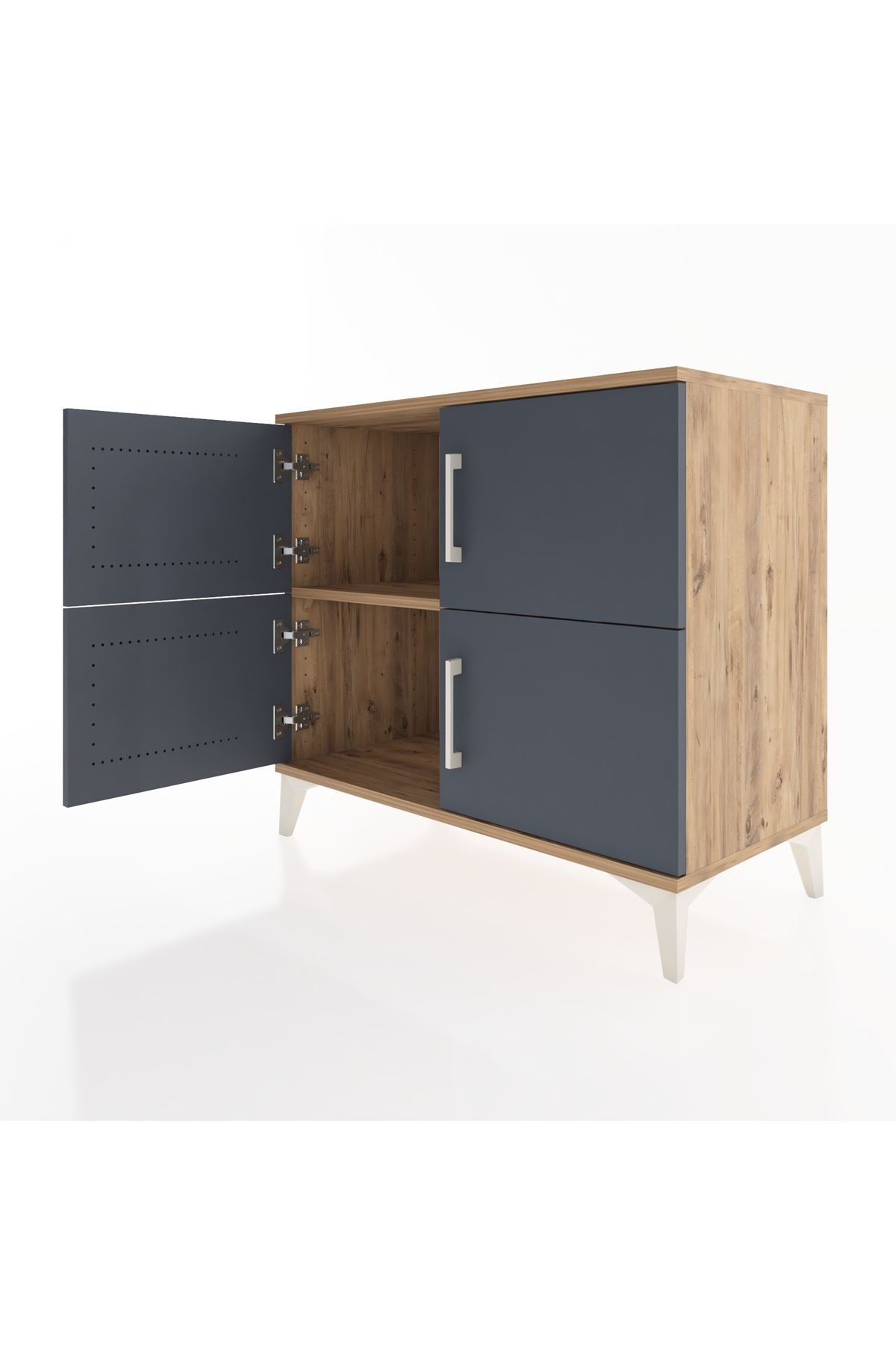 Hyperion Şifonyer Tek Raflı 4 Kapaklı 88x44x80 Çam-Antrasit