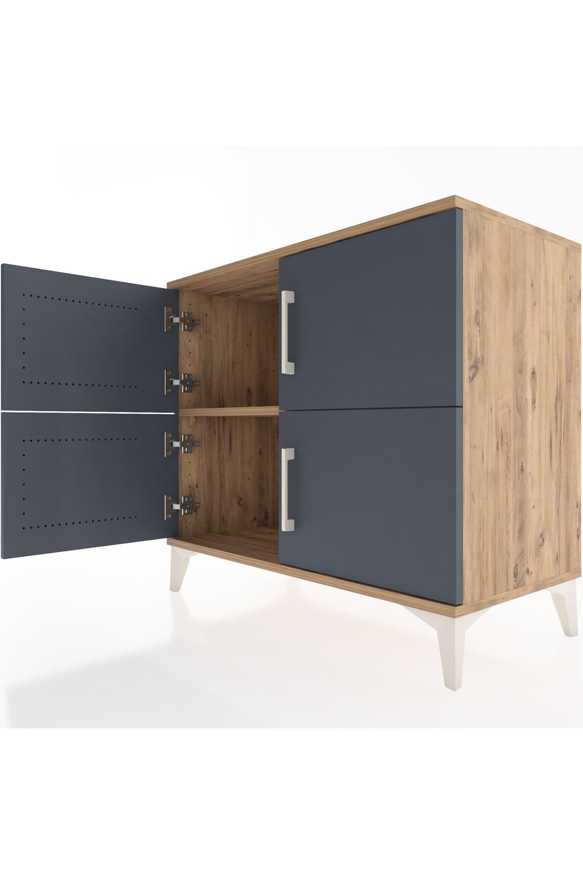 Hyperion Şifonyer Tek Raflı 4 Kapaklı 88x44x80 Çam-Antrasit