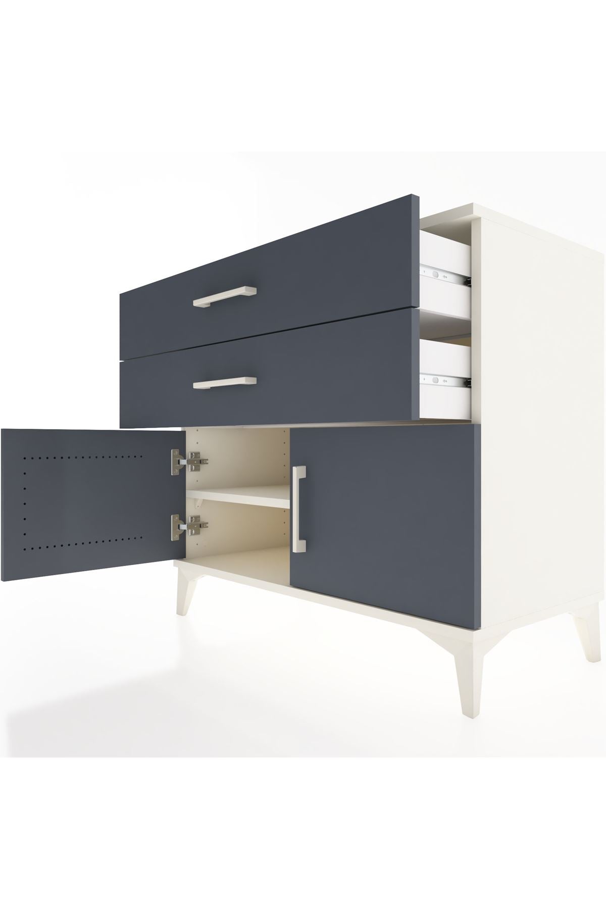 Hyperion Şifonyer Tek Raflı 2 Çekmeceli 2 Kapaklı 88x44x80 Aytaşı-Antrasit