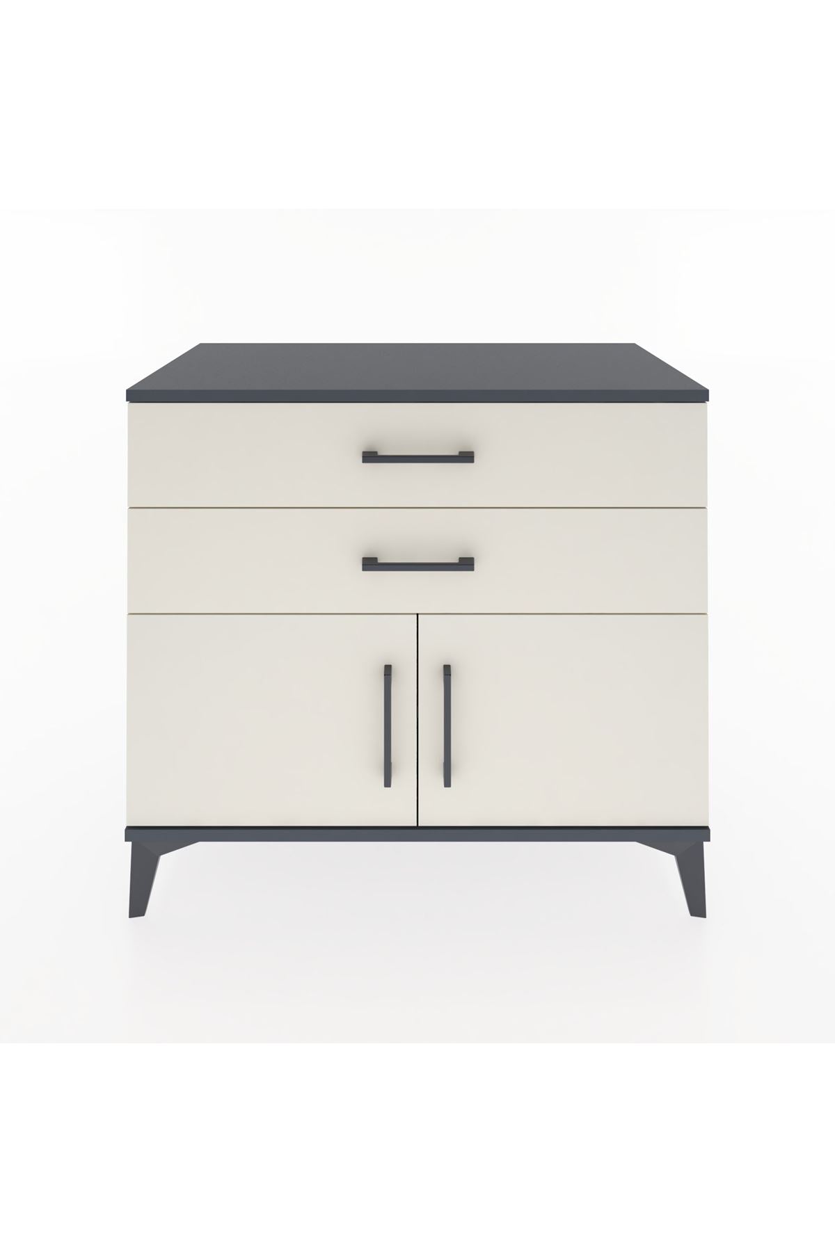 Hyperion Şifonyer Tek Raflı 2 Çekmeceli 2 Kapaklı 88x44x80 Antrasit-Aytaşı