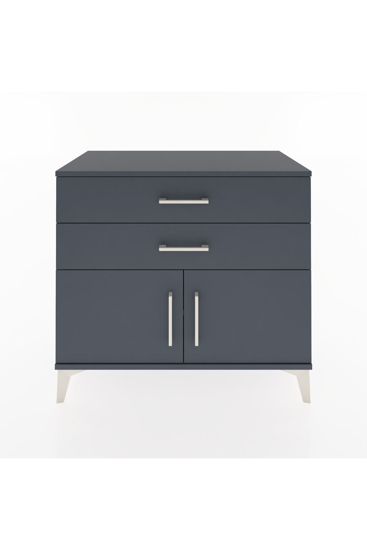 Hyperion Şifonyer Tek Raflı 2 Çekmeceli 2 Kapaklı 88x44x80 Antrasit-Antrasit