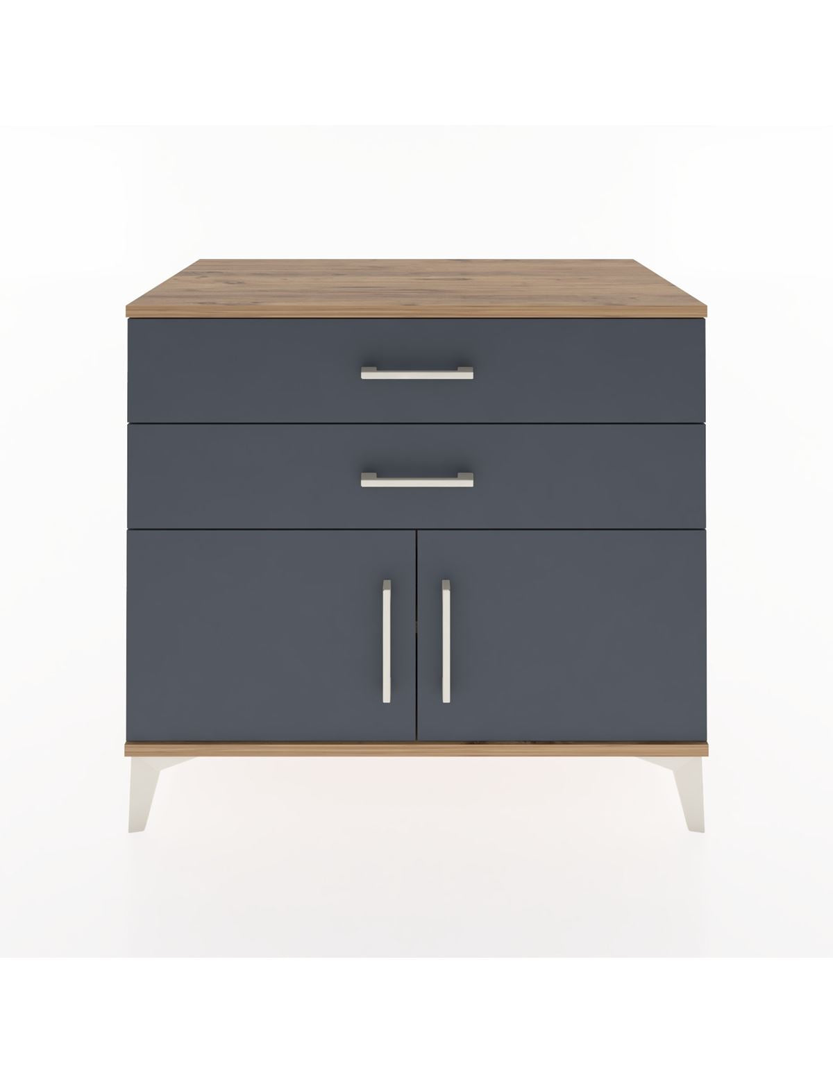 Hyperion Şifonyer Tek Raflı 2 Çekmeceli 2 Kapaklı 88x44x80 Çam-Antrasit