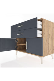 Hyperion Şifonyer Tek Raflı 2 Çekmeceli 2 Kapaklı 88x44x80 Çam-Antrasit