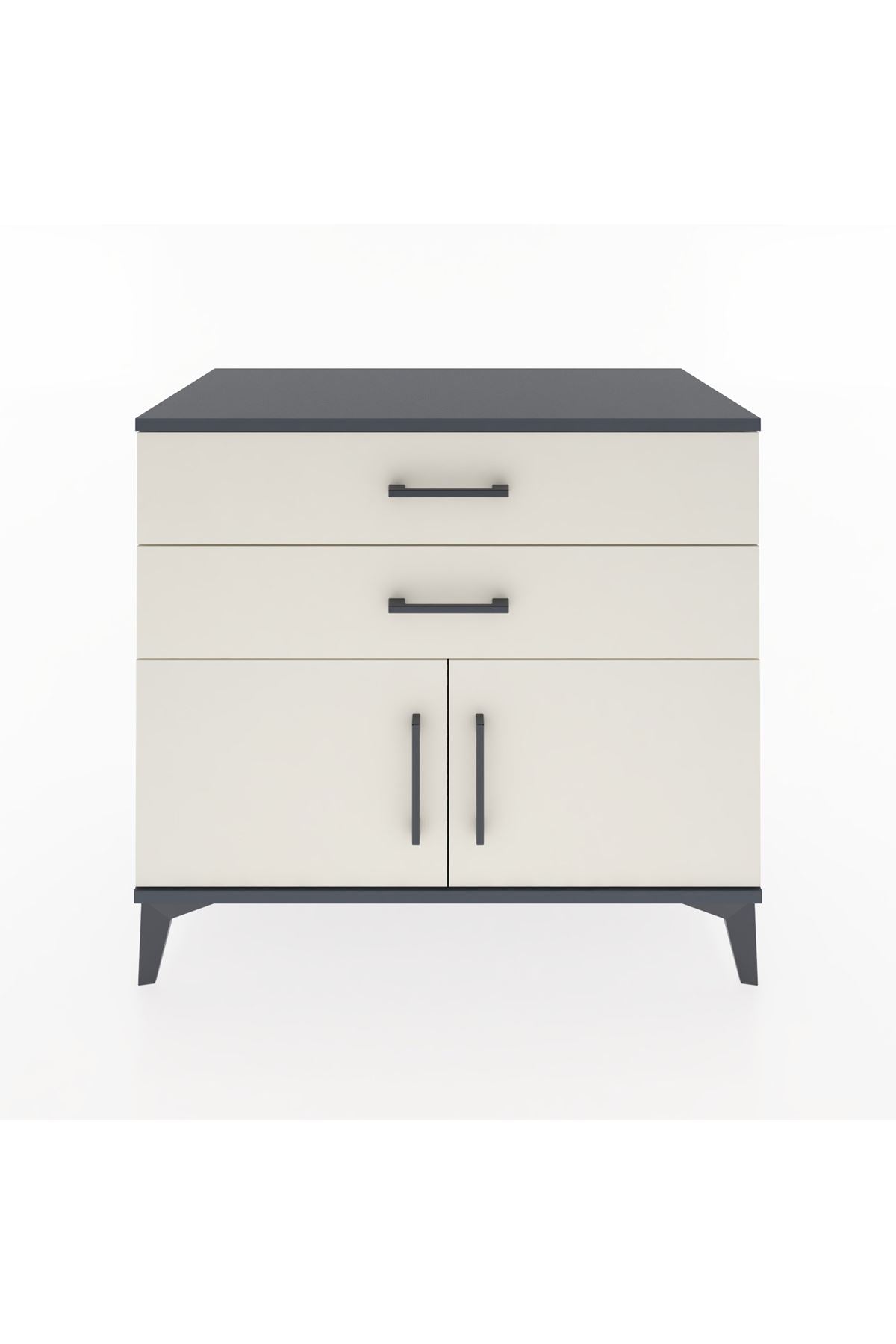 Hyperion Şifonyer 2 Çekmeceli 2 Kapaklı 88x44x80 Antrasit-Aytaşı